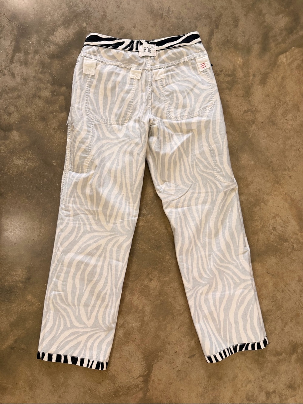 BDG Zebra Print Carpenter Utility Pants Wide Leg Black White 26 - Picture 9 of 13
